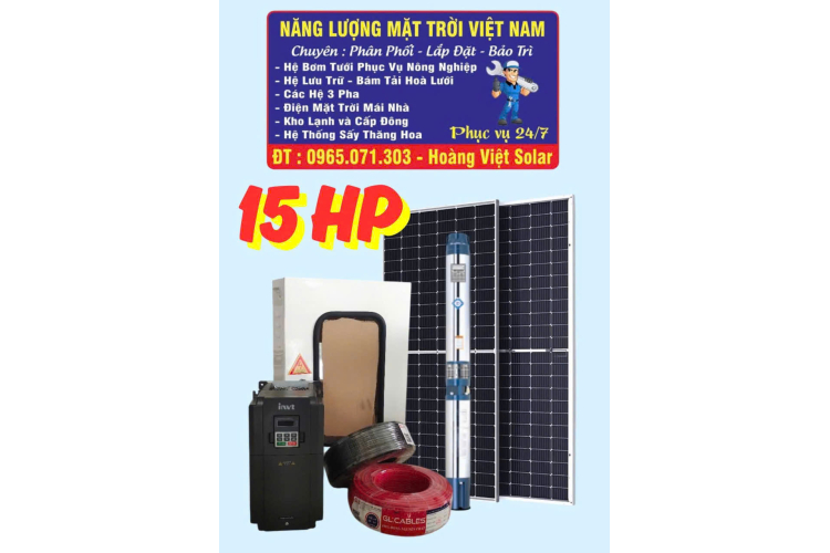 Combo - Biến Tần 18kw - 38 Tấm Pin 630W - Bơm Đông Zin 15HP