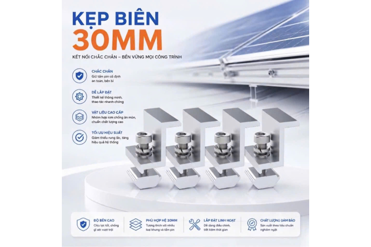 (Combo 10 Bộ) Kẹp biên tấm pin mặt trời loại 3 cm, 3.5cm, 4cm