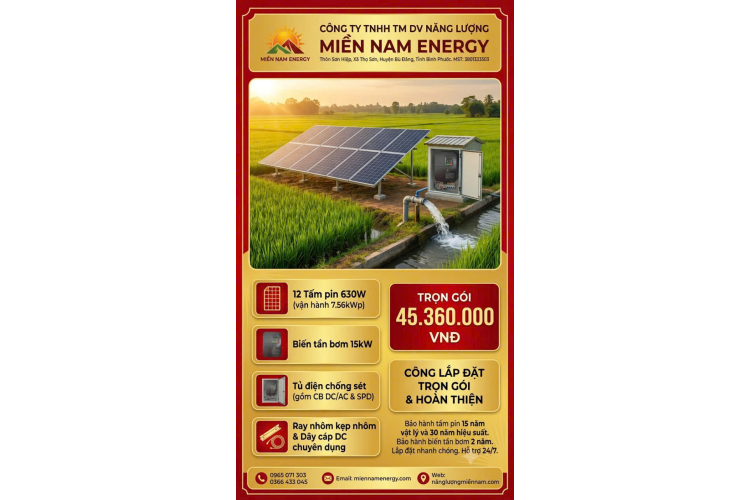 Combo Vip - Biến Tần 15kw - 12 Tấm Pin 630W