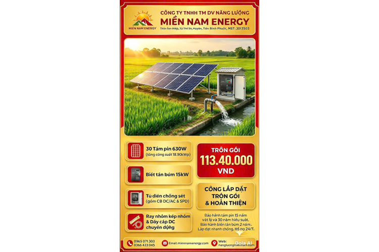Combo Vip - Biến Tần 15kw - 30 Tấm Pin 630W