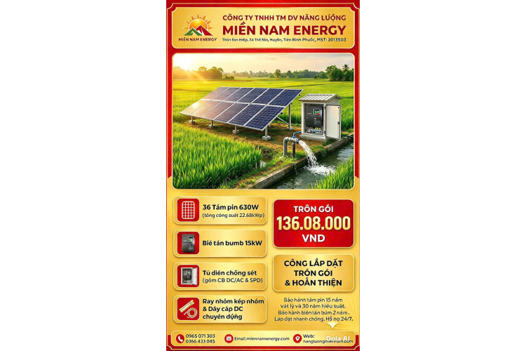 Combo Vip - Biến Tần 36kw - 12 Tấm Pin 630W